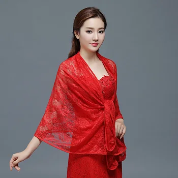 

9 Colors Evening Party Wraps Shawls Lace Bolero Women 200*75cm Long Wedding Bridal Bolero Cape For Dress Ladies Bolero Shrug