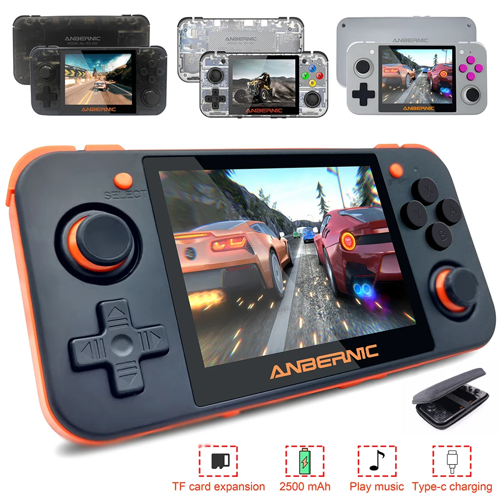 ANBERNIC 16G RG350 ips Ретро игры 350 видео игры обновленная игровая консоль ps1 игра 64 бит opendingux 3,5 дюймов 2500+ игры rg350