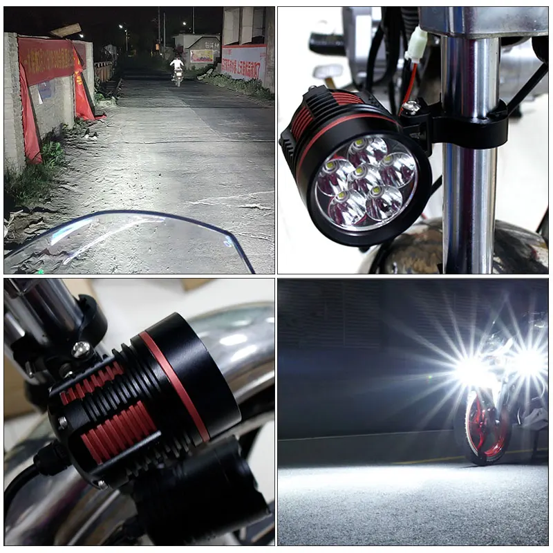 2pcs Motorcycle Headlights 60W 12000LM 6000k led chips Motorbike Spotlight add Color changing lamp cover white/yellow/Red/Blue