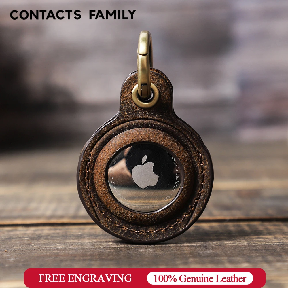 Leather Key Ring For Airtag Case Locator Tracker Anti lost Device