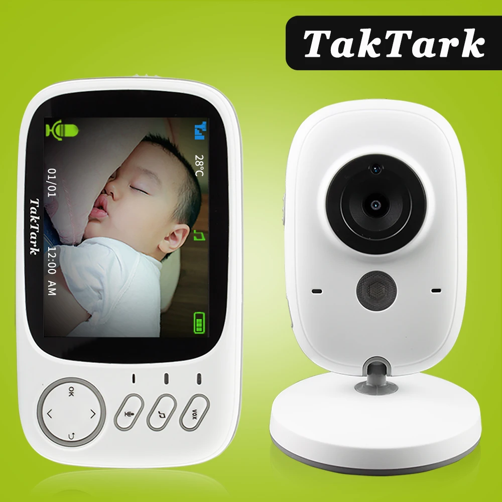 TakTark-Monitor de vídeo inalámbrico para bebé, 3,2 pulgadas, a color, cámara de seguridad portátil, LED, infrarrojo, intercomunicador de visión nocturna