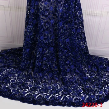 

Hot Sale Velvet Lace Fabric with Stones Latest Nigerian Guipure Lace Material African Tulle Lace Fabric for Party Dress APW2422B