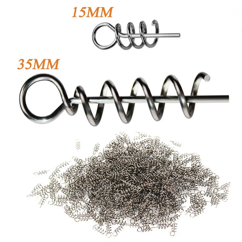 

50PCS or 100PCS/lot Fishing Hook Soft Bait Spring Centering Pins Fixed Latch Needle Spring Twist Crank Lock For Soft Lure Latch