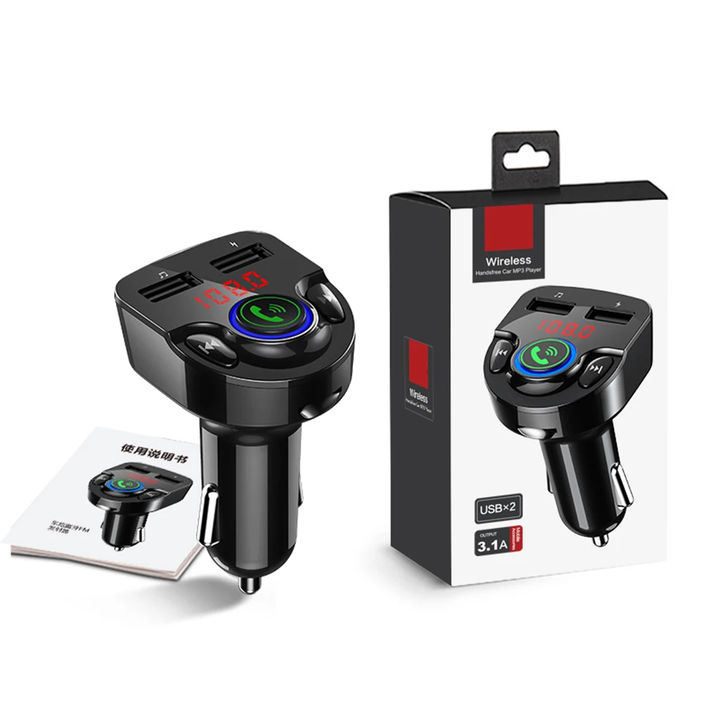 Handsfree Bluetooth Автомобильный MP3-плеер встроенный двойной usb порт Bluetooth fm-передатчик с микрофоном зарядный кабель Автомобильный mp3