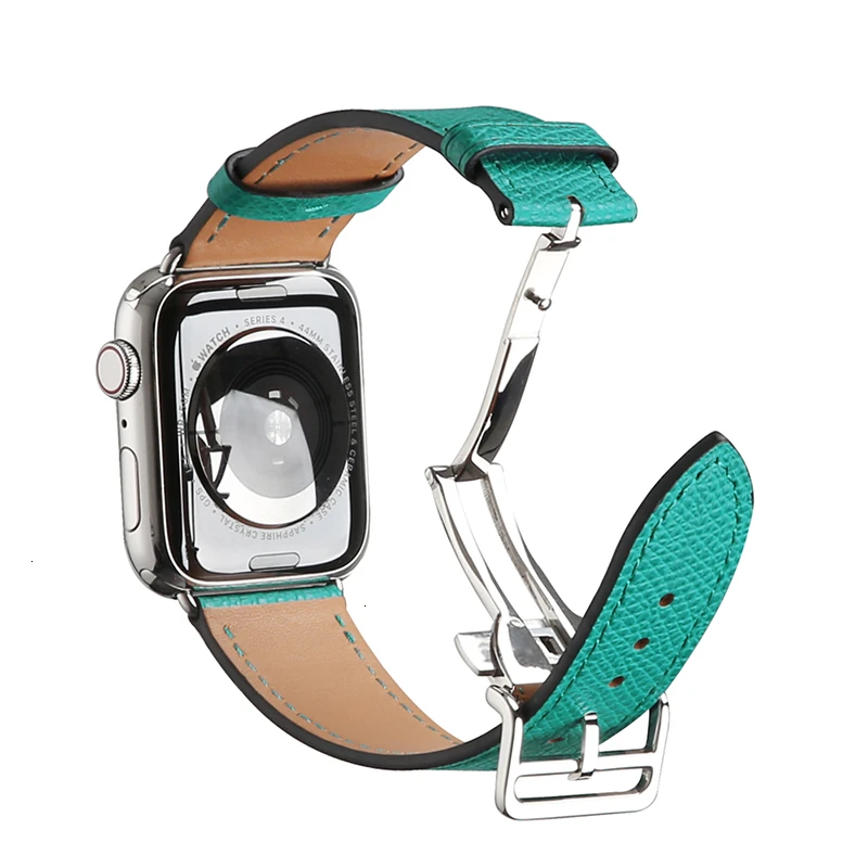 Ремешок из коровьей кожи для Apple Watch, ремешок 44 мм, серия 5 iwatch 4 3 2 1, роскошная стальная пряжка 42 мм, петля 38 мм, замена браслета 40 мм