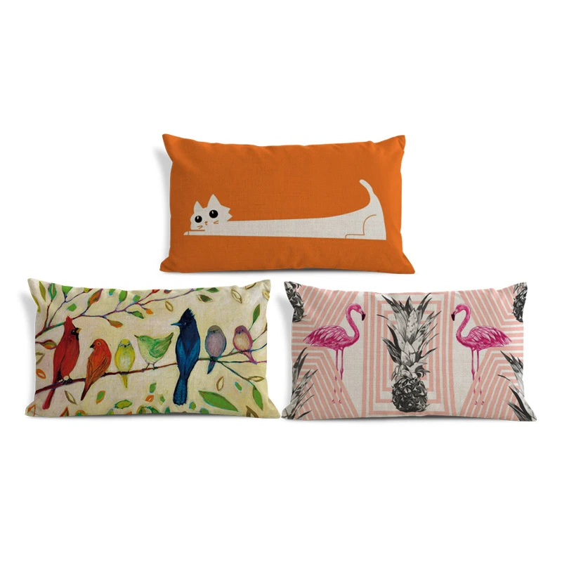 Cute Cartoon Animal Pillowcase Cat Flamingo Cardinal Bird Toucan Owl Sofa Decoration Cushion Cover Polyester Linen Pillow 30 50 Pillow Case Bird Cushion Casethrow Pillow Cases Aliexpress