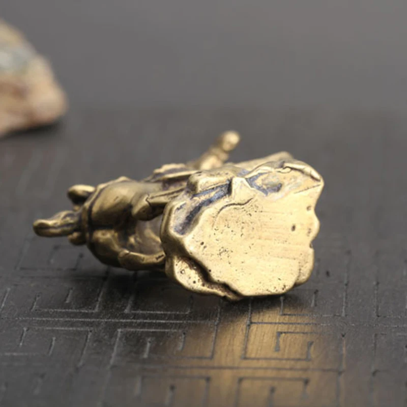 Чистый латунный Китайский Зодиак лошадь Цикада Лаки Фэн Шуй старинный орнамент маленькая статуя животного миниатюрные фигурки украшения для дома