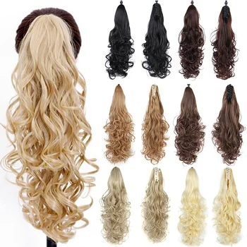 DIFEI Synthetic Women Claw on Ponytail Clip in Hair Extensions Wavy Curly Style Pony Tail Hairpiece Black Brown Blonde Hairstyle 2