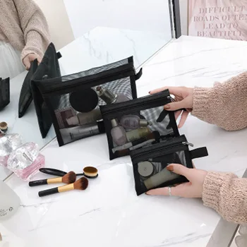 

Cosmetic Bags Zip Makeup Mesh Bags Pencil Case Pouch Travel Toiletry Storage Case H66