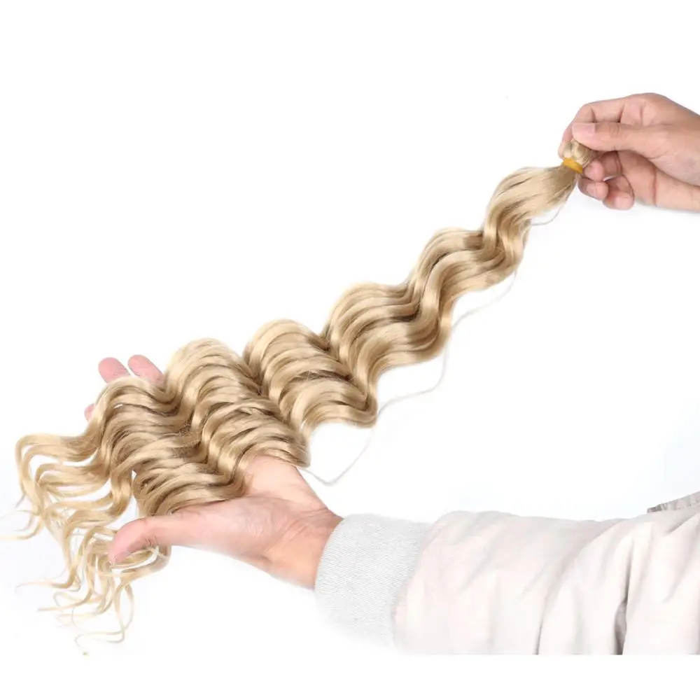 Mtmei волосы 2" глубокая волна объемные волосы для наращивания свободные глубокая волна пряди для наращивания волос океанская волна вязанные волосы глубокие волнистые вязанные крючком - Цвет: #24
