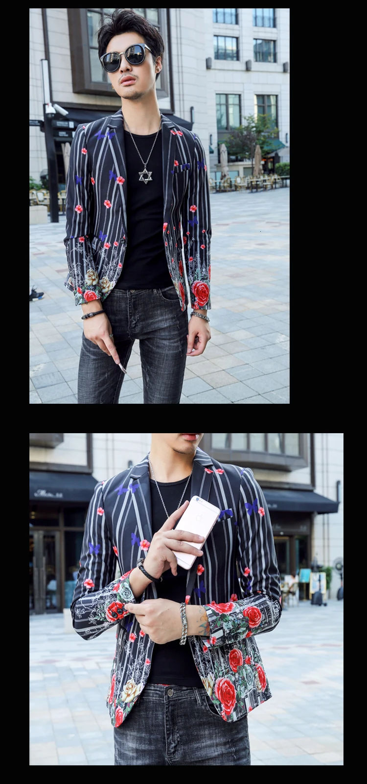 Мужские крутые Клубные пиджаки Xadrez Masculino пиджак мужской полосатый цветок Chaquetas Hombre De Vestir мужской костюм
