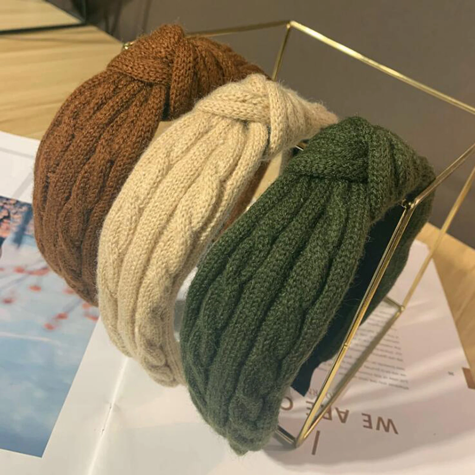 New Fashion Soft Hairband Wide Side Headband Warm Autumn Winter Knitted Hair Band High Quality Turban Adult Hair Accessories