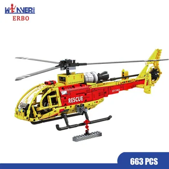 

ERBO 663pcs Technic Blocks Lifting Winch Helicopter Aircraft Model Building Blocks Bricks Sets Kids Toys Assembly Gifts
