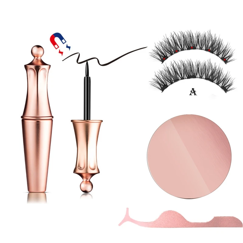 Магнитный жидкий подводка для глаз Магнитный ненастоящий Пинцет для ресниц Набор Водонепроницаемый долговечный карандаш для глаз Накладные ресницы