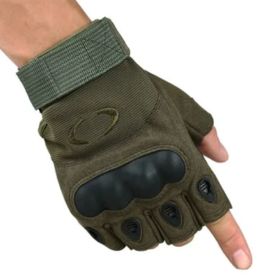 Tactical riding gloves anti-skid wear resistant quakeproof fighting rock outdoor sun protection fitness half finger gloves - Цвет: army green