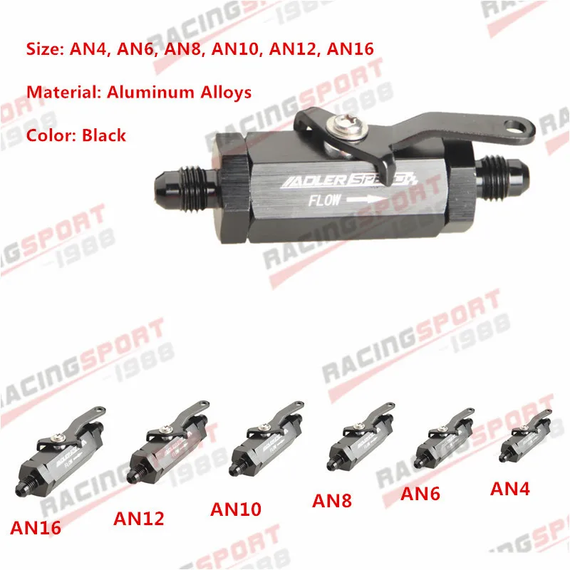 -4AN 6AN 8AN 10AN 12AN 16AN Aluminum Alloy Shut Off Valve Cut Off Fitting BLACK