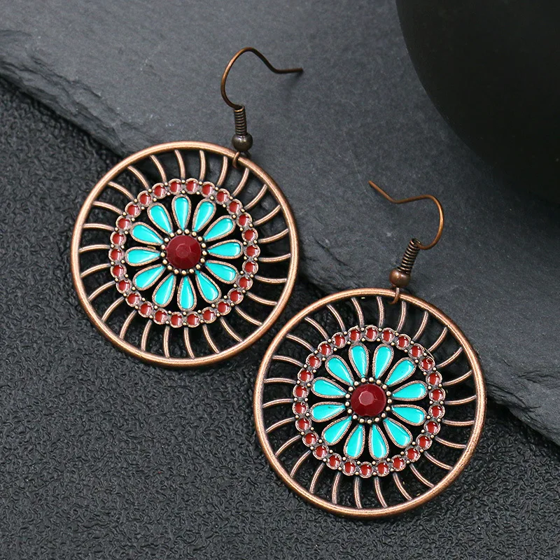 9 пар/лот Boho серьги в виде цветка набор для женщин винтажный круглый сердце массивные серьги оболочка деревянные серьги индийские украшения