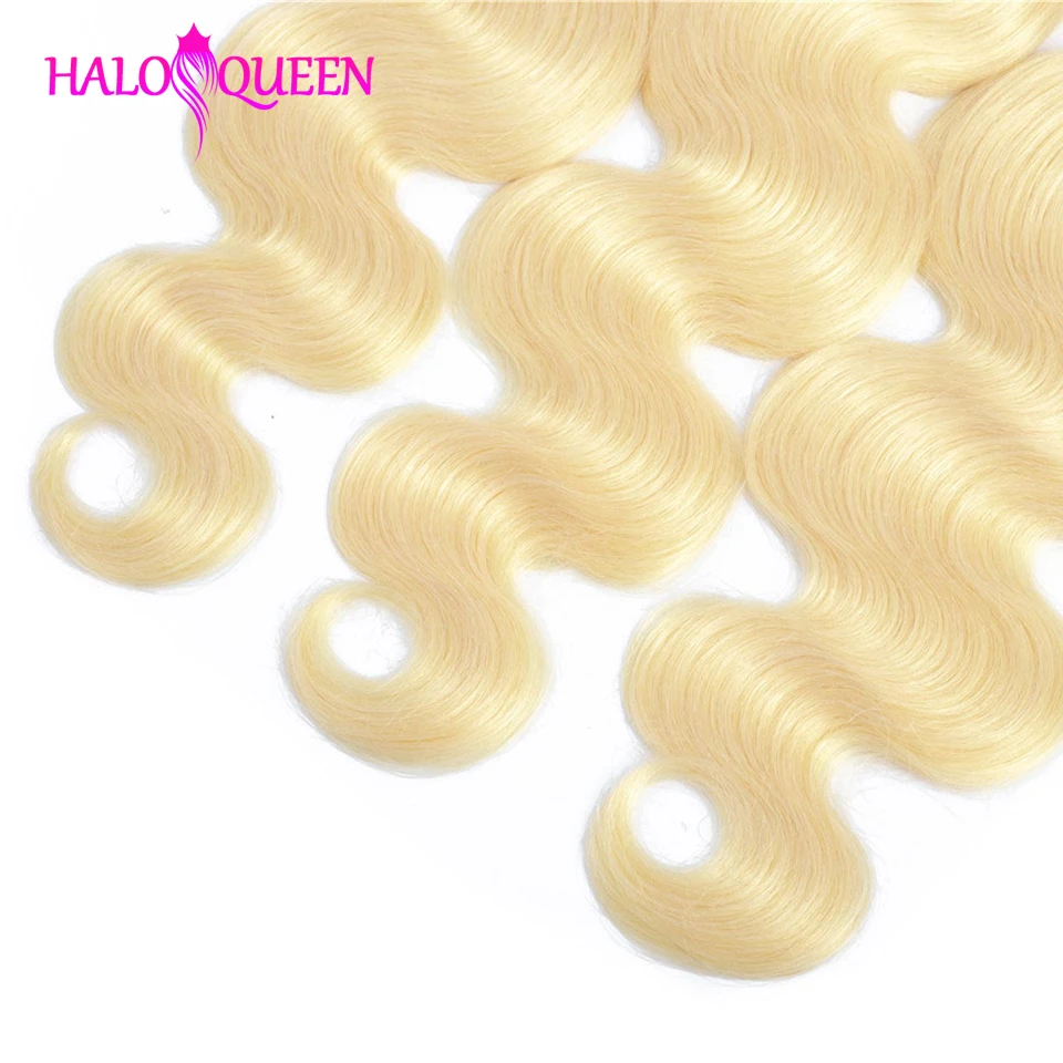 HALOQUEEN 613 блонд пряди с фронтальной бразильской волной тела Remy человеческие волосы