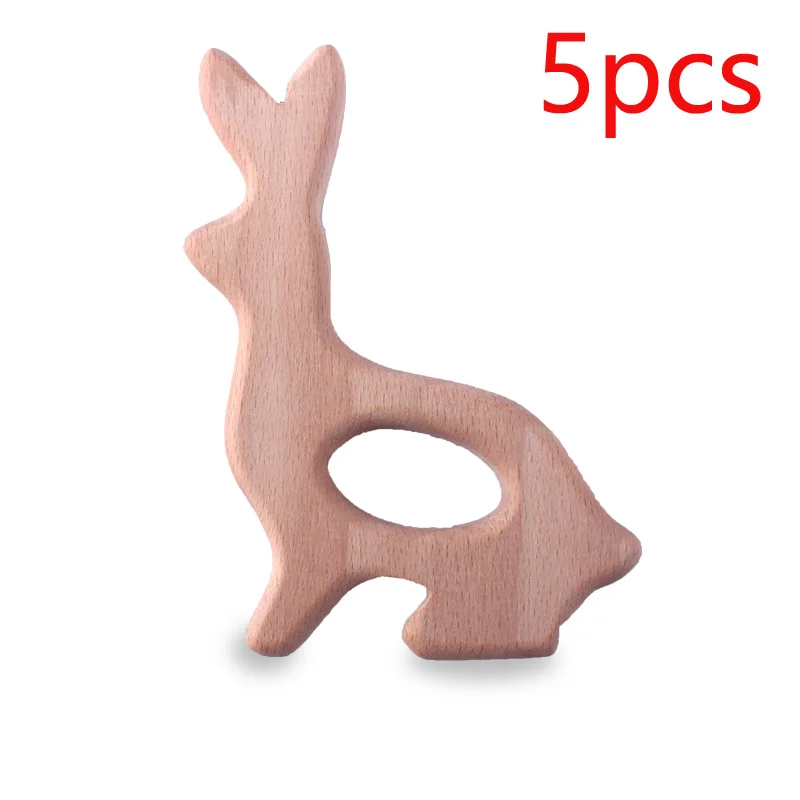 XCQGH 5 шт., деревянные Прорезыватели для зубов с кроликом для малышей, Детские Прорезыватели для зубов - Цвет: 5PCS