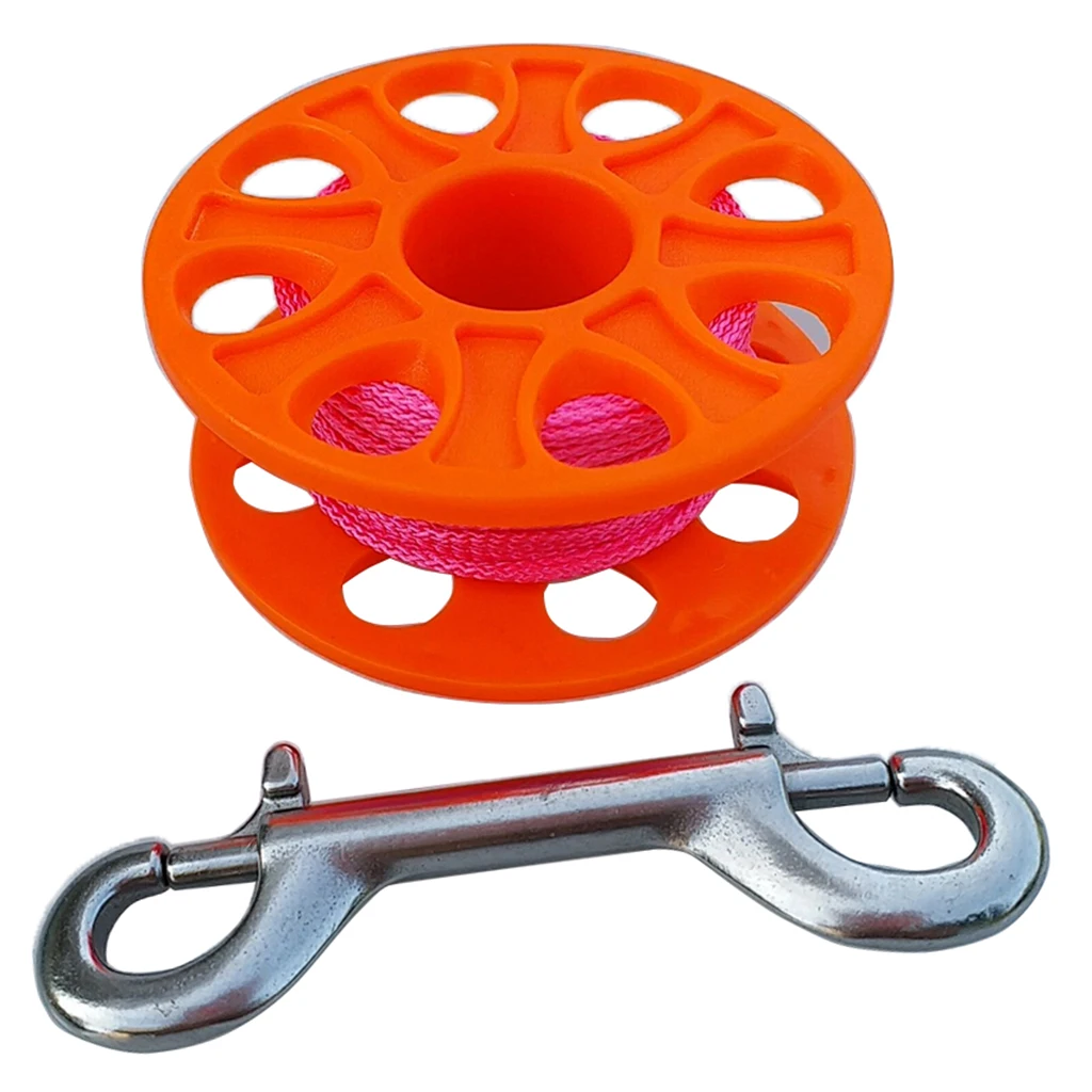 Plastic Dive Reel, Guide Line Finger Spool 18m / 30m Line & Dual Ended Bolt Snap Clip for Scuba Diving