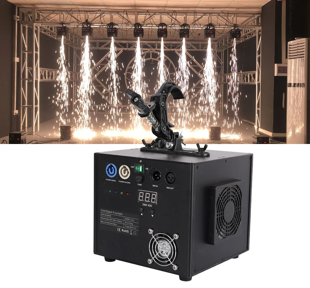 650W Sparklers Waterfall Fireworks Pyrotechnics Remote Dmx Control Cold Fire Machine Spark For Fixed Stage Lighting Stand Truss