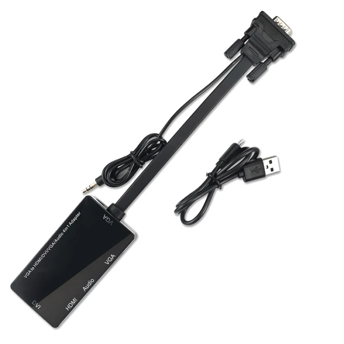 4-в-1 VGA к VGA HDMI DVI переходник аудио Выход конвертер для настольных ПК LSMK99