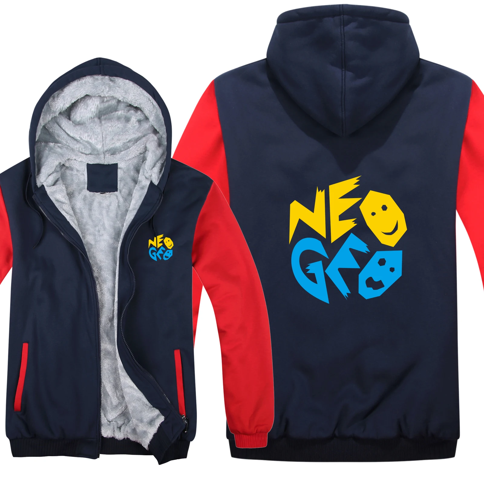 Зимние толстовки Neo Geo MVS, теплые мужские модные шерстяные куртки с подкладкой Neo Geo MVS, толстовки, мужские пальто