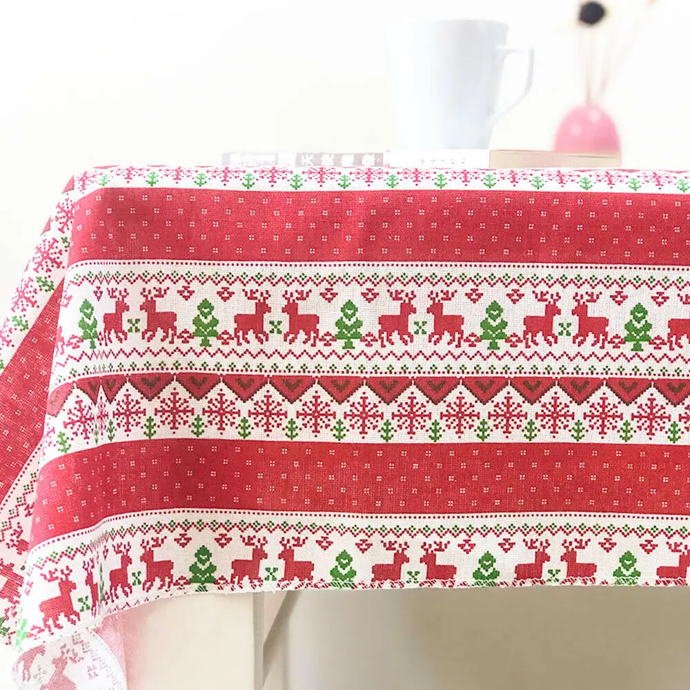 70x45CM Green Red Gray Fabric Christmas Deers Snowflake Trees Pattern for DIY Sewing Bedding Sheets Handmade Home Decor Textile