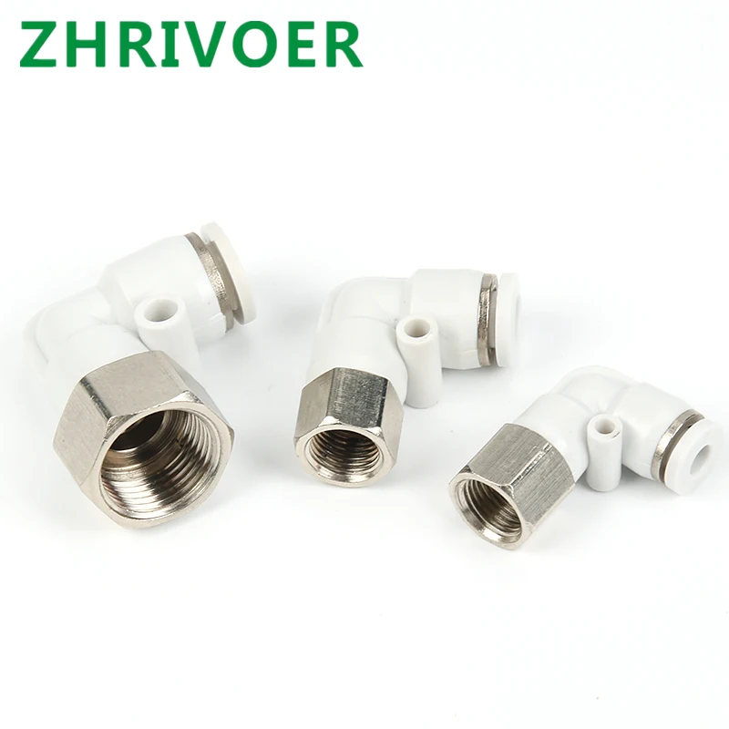 

OD 4 6 8 10 12mm - M5 1/8'' 1/4'' 3/8'' 1/2''White PLF Hose Pneumatic Female Elbow Connector Tube Air Push In Fitting