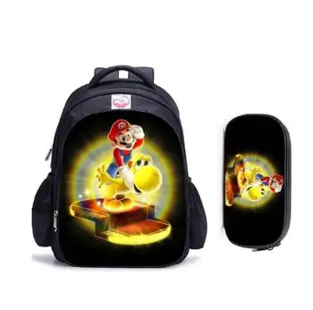 

16 Inch Mario Bros Children School Bags Orthopedic Backpack Kids School Boys Girls Teenage Mochila Infantil Catoon Bags Gift