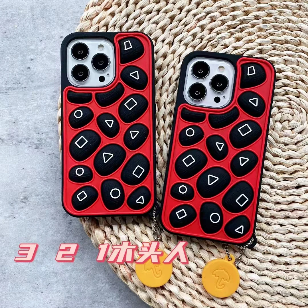 Squid game Pop Fidget Toys Silicone Case For iPhone 1112 13 Pro Max XR XS  Max 6 6S 7 8 Plus X Phone Protective Cover Funda|Phone Case & Covers| -  AliExpress
