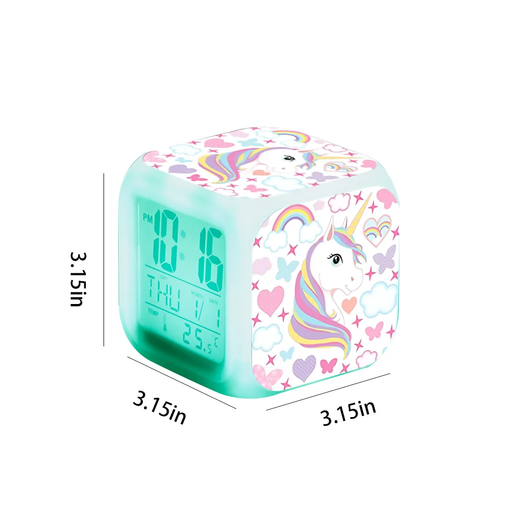Réveil Analogique Licorne Pour Enfants - Silencieux, éclairage LED, Fonction Snooze - Design Rose Avec Strass