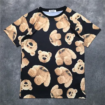 

New luxury 2019 Men classic Full Doll Bear T Shirts T-Shirt Hip Hop Skateboard Street Cotton T-Shirts Tee Top kenye S-XXL #E10