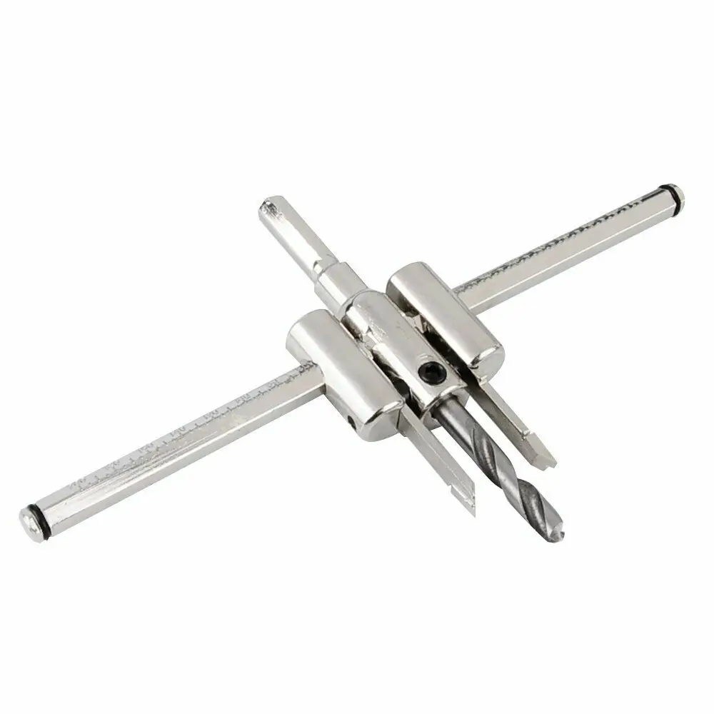 

1set Adjustable Metal Wood Circle Cutter Hole Saw Drill Bit Kit DIY Tool 40-200mm Black Alloy Blade Parts