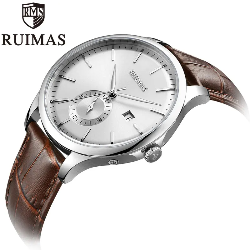 

Ruimas Mens Watches 2019 Top Brand Quartz Watch for Men Simple Design Wristwatch Relogio Masculino Leather Strap