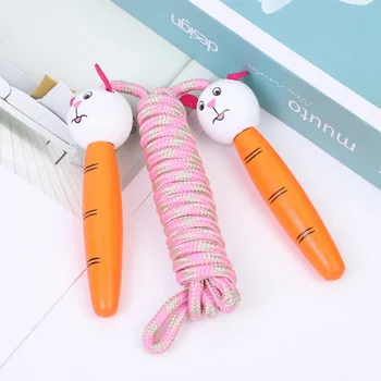 

Children Lovely Cartoon Style Durable Wooden Handle Skipping Rope Practical Students Exercise Rope Sports Fitness Jump Rope New