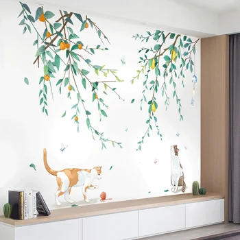 

Tree Branch Wall Stickers for Living room Bedroom Lovely Cat Vinyl Wall Decal Eco-friendly Wall Mural Removable Home Decoration