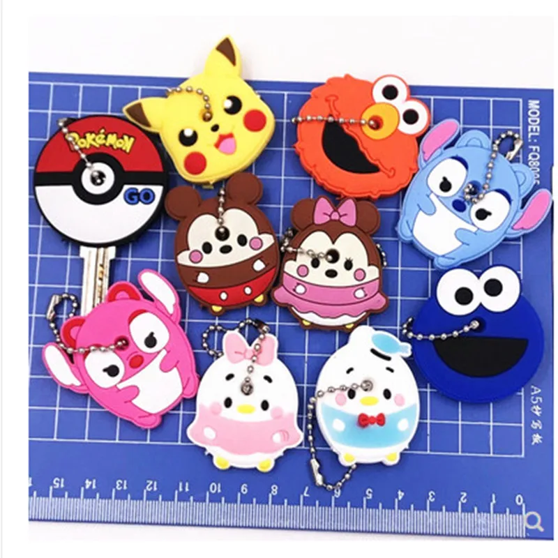 Cartoon Key Dust Cover Silicone Protective Cover for Key Wallets Chain Pendant