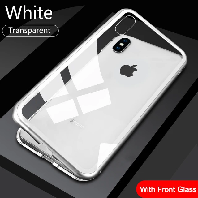 Silvery Металлический магнитный адсорбционный чехол для iPhone 11 Pro XS Max X XR чехол двухсторонний стеклянный Магнитный чехол для iPhone 7 8 6 6s Plus чехол - Цвет: Silvery