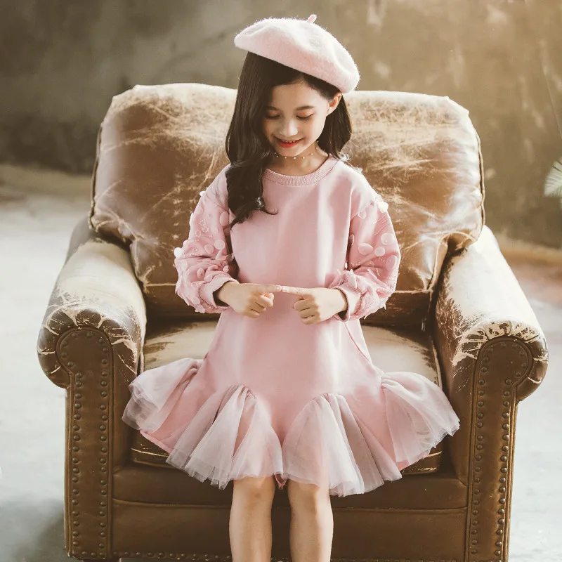 Зимнее детское платье принцессы из плотного бархата; флисовые Детские платья с длинными рукавами для маленьких девочек; розовое хлопковое кружевное платье для маленьких девочек