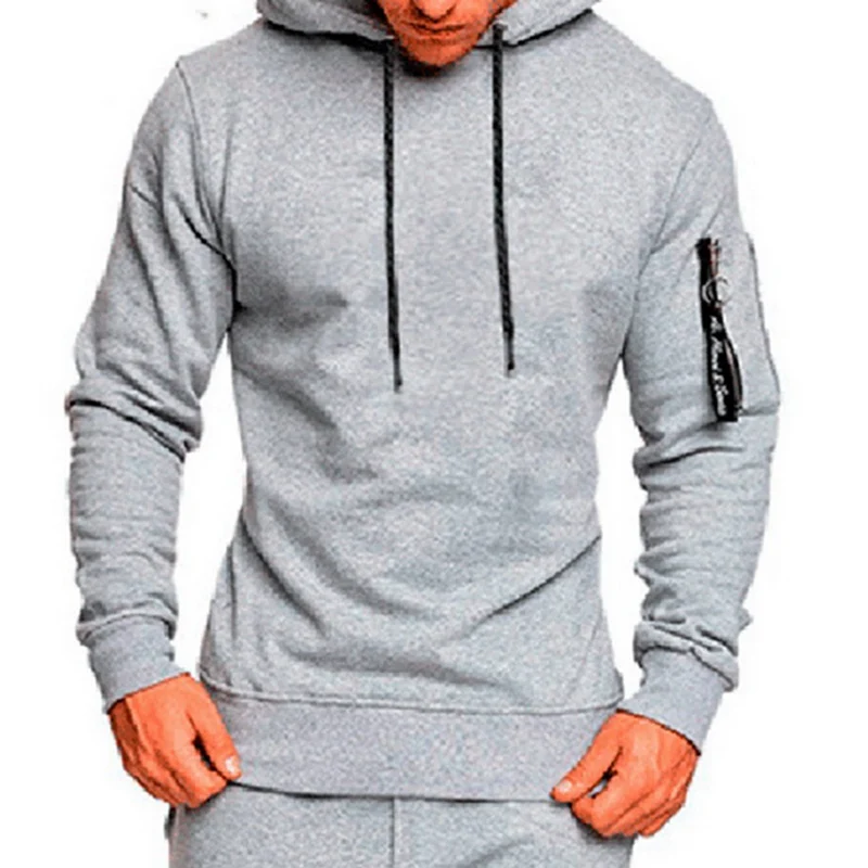 Light Gray Hoodie CYSINCOS, мужской Камуфляжный комплект с принтом, новинка, Повседневная Лоскутная куртка, спортивный костюм, спортивная толстовка с капюшоном, штаны, костюм для бега - Цвет: Light Gray Hoodie