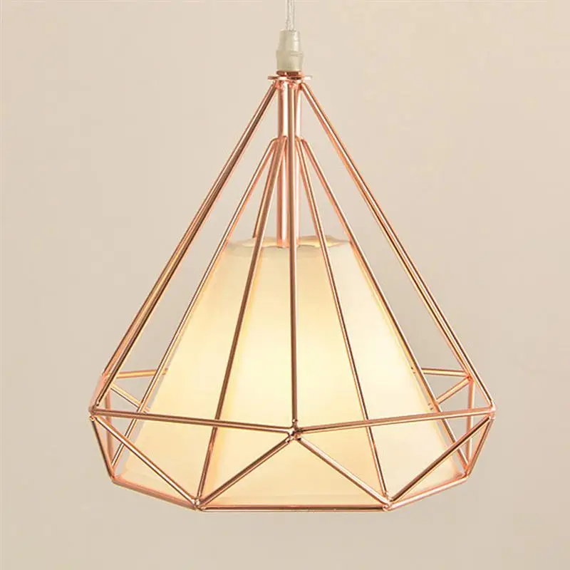 Single Head Diamond Shape Iron Material Ceiling Lamp Decoration Lamp No Bulb Included(Rose Gold) afbeelding
