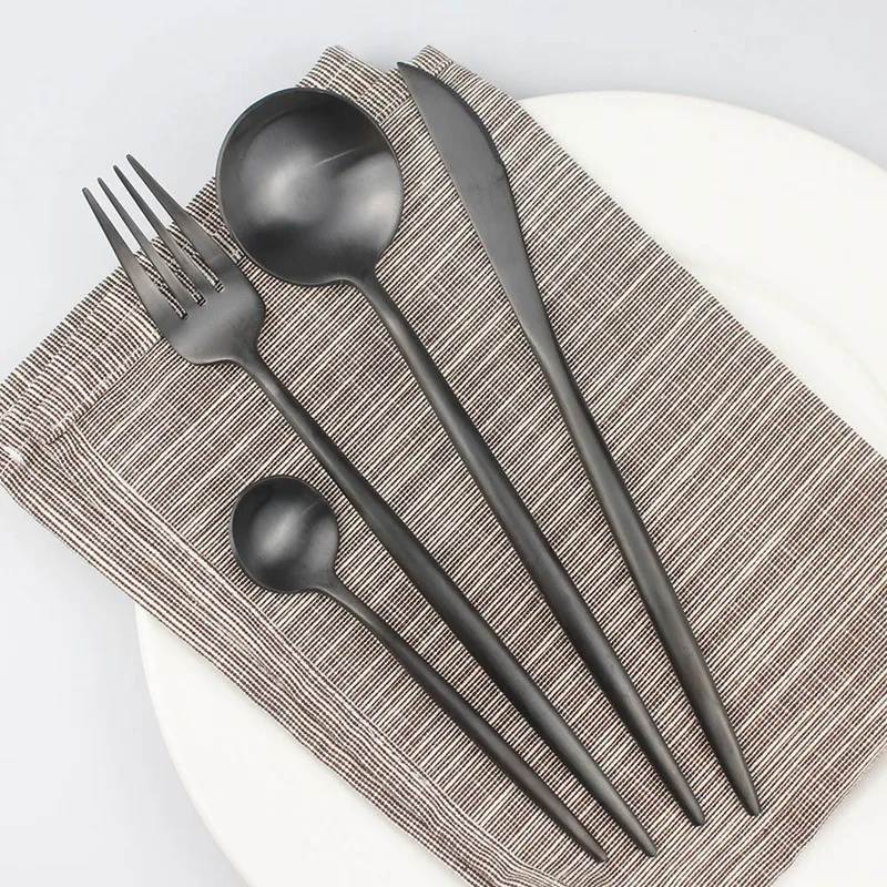 Топ-корейская нержавеющая сталь черный набор столовых приборов столовая посуда набор серебряных приборов Обеденный нож торт вилка
