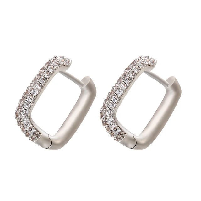 ZHUKOU NEW Hoop earrings gold/silver color small hoop earrings crystal women rainbow earrings Fashion jewelry wholesale VE144 silver white