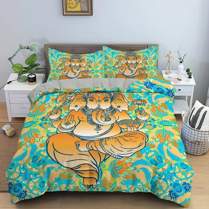 Ganesha Lord Luxury King Queen Single Bedding Set Psychedelic Duvet Cover AU/EU/UK/US Size Available With PIllowcase 2/3pcs