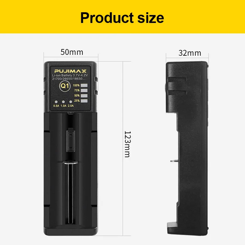 Battery Charger 18650 26650 21700 14500 26500 22650 Li-ion Rechargeable Smart Adjustable current
