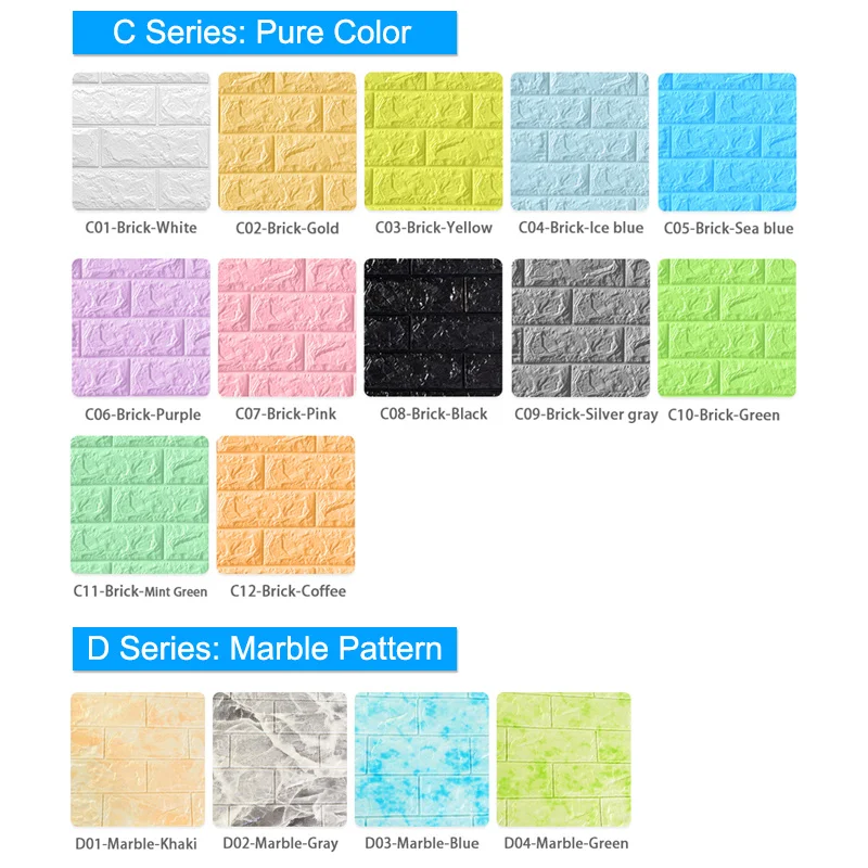 3D Wall Stickers Marble Brick Peel and Self-Adhesive Wall paper Waterproof DIY Kitchen Bathroom Home Wall Decal Sticker Vinyl