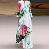 Moroccan Caftan Spring Women's Sundress Bohemian Floral Long Dress ZANZEA 2021 Casual Long Sleeve Party Holiday Vestidos Kaftan Robe Dresses 1
