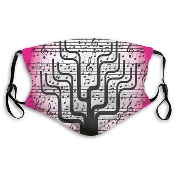 

Music Tree with Symbols Artistic Nature Harmony Rhythm 3D Print Face Mask with Carbon Filters Windproof for Everyday Life