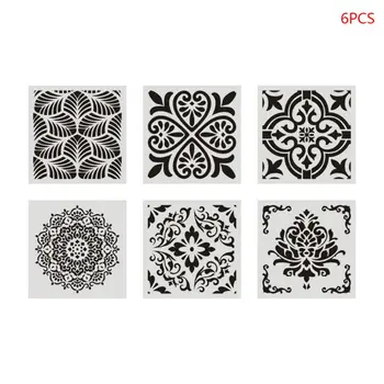 

6pcs/set Mandala Stencil Wall Painting DIY Drawing Template for Floor Tile